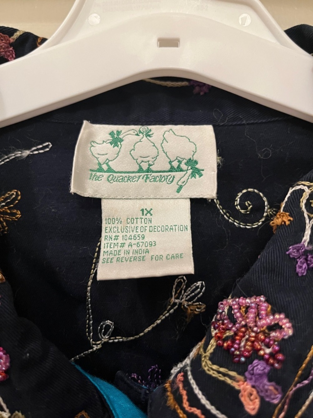 Quacker Favtory Embroidered / Embellished Black Floral Button-Up Jacket - Picture 2 of 14
